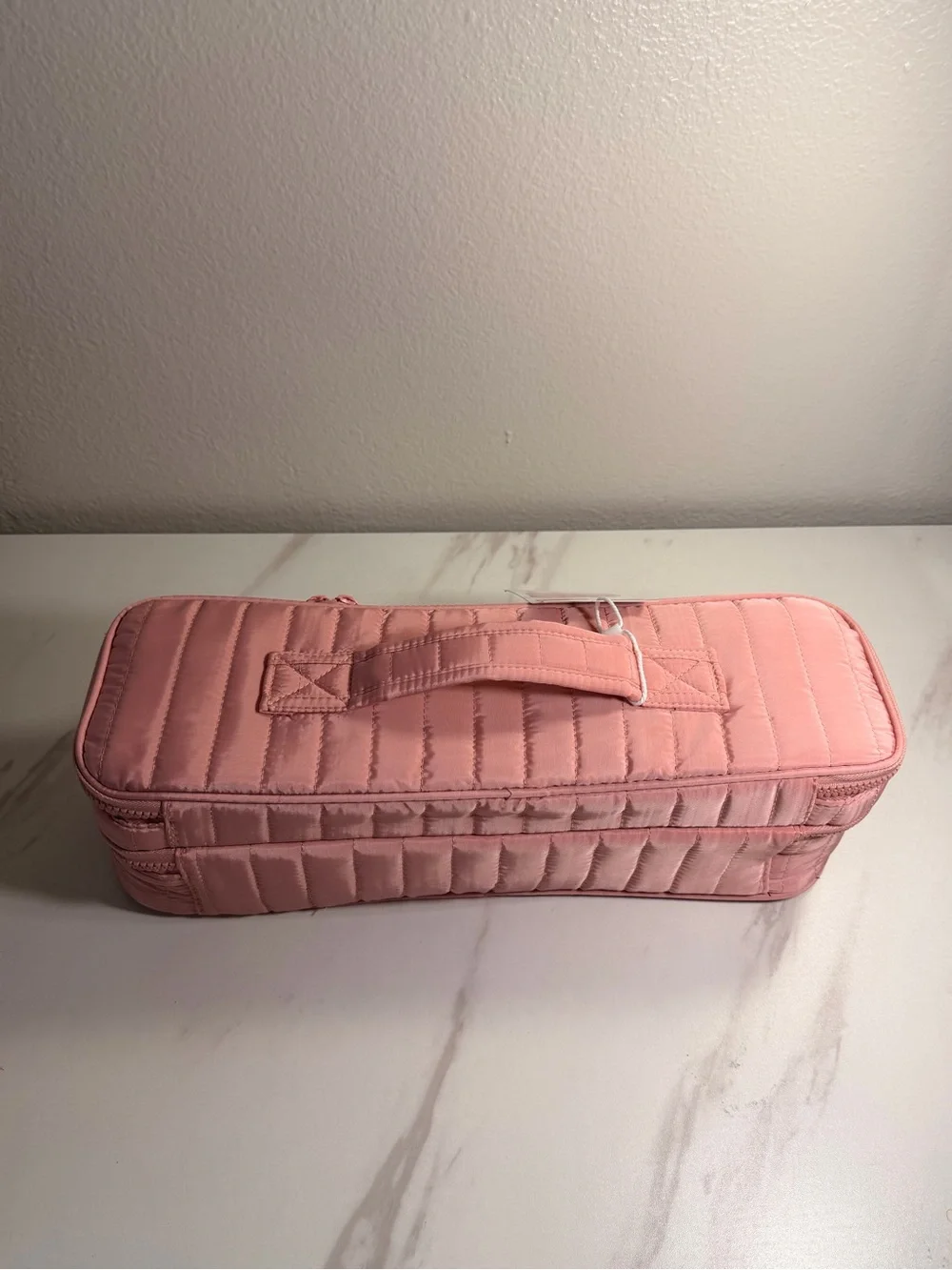 Pink Quilted Hair Tools Organizer Bag Double Layer Heat resistant travel case